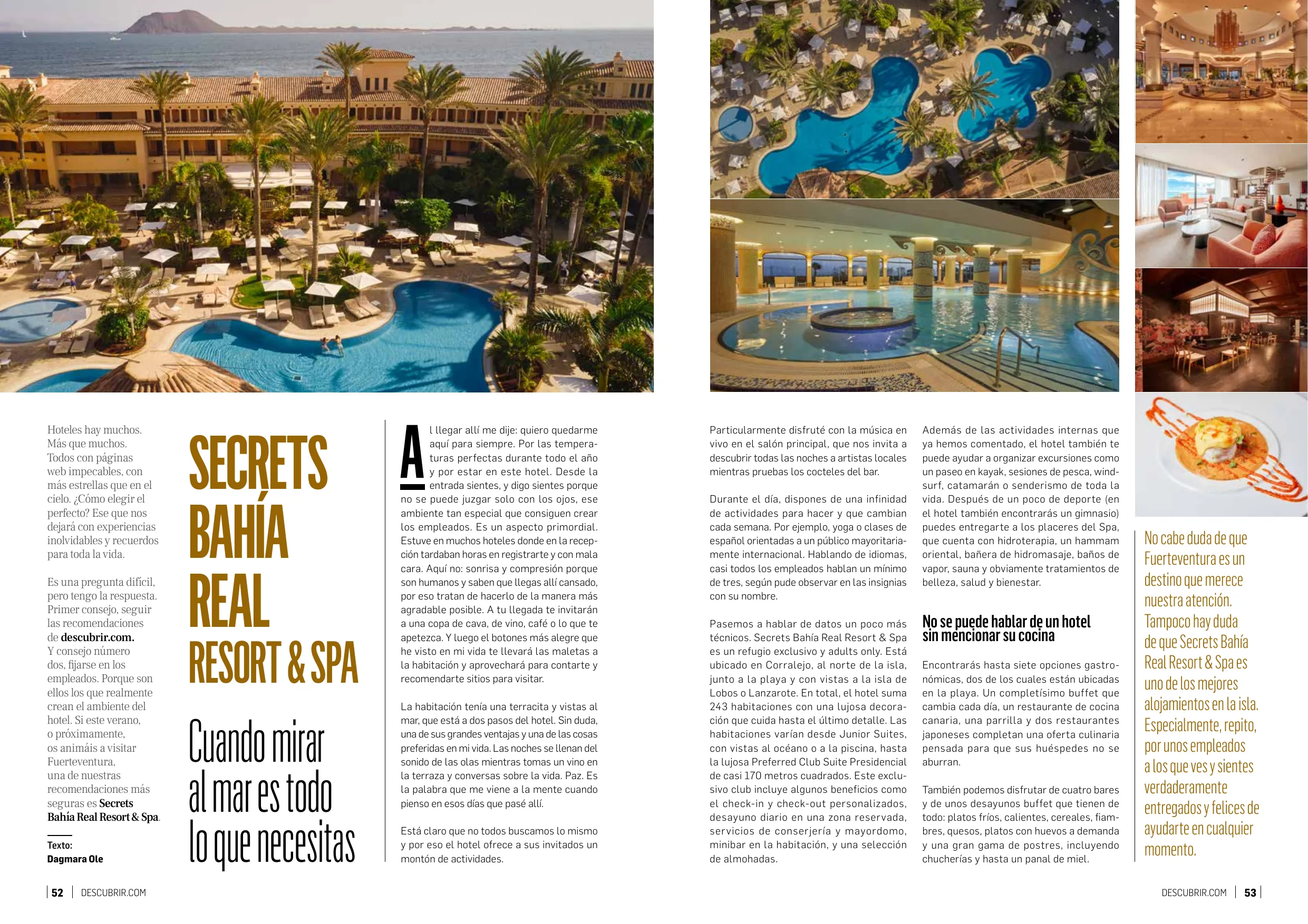 Apertura del reportaje sobre Secrets Bahía Real Resort & Spa